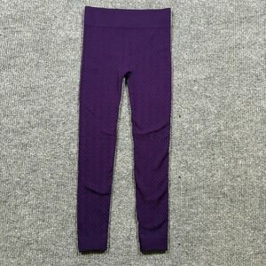 Hot Kiss Womens Leggings One Size Purple Cable Knit Ribbed Stretch Mid Rise